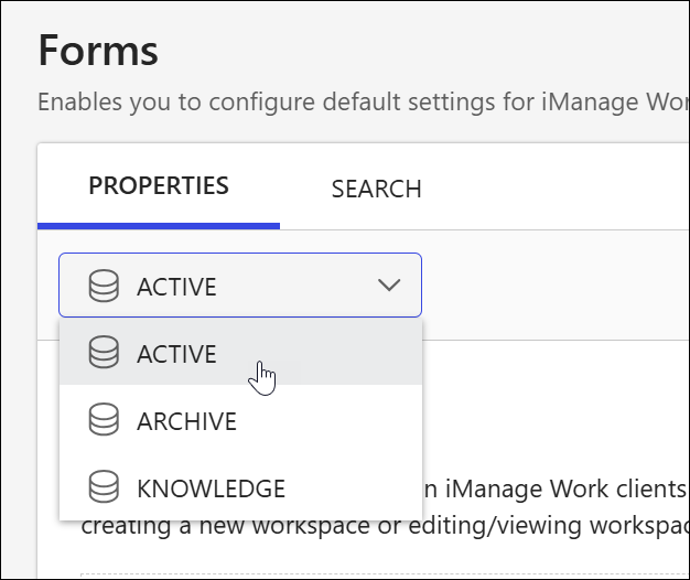 Select another library on the Forms page