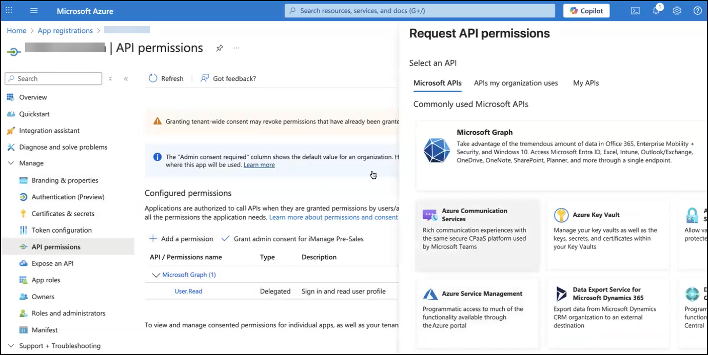 Microsoft Azure Request API permissions dialog.png