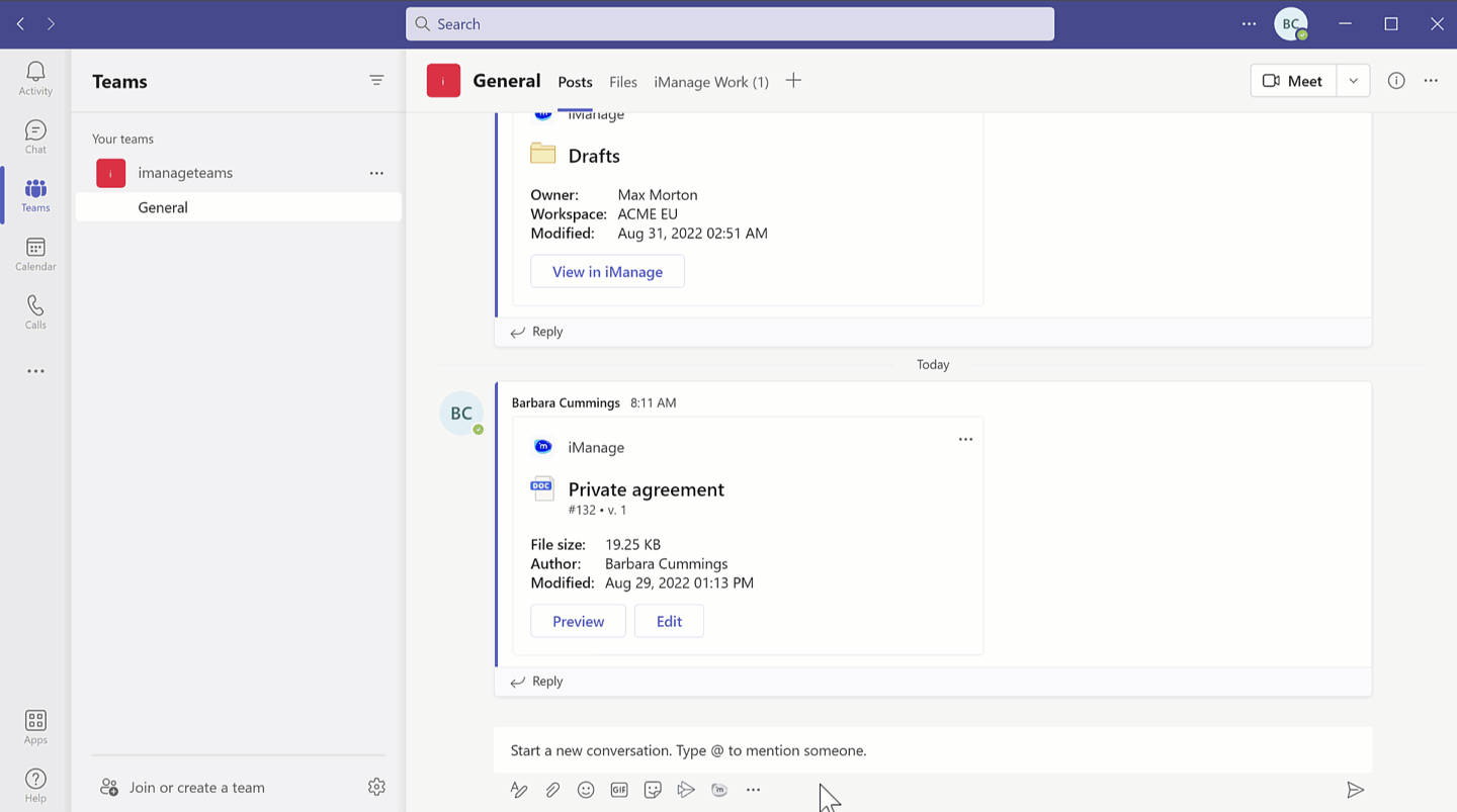 Email search in a messaging extension window.gif