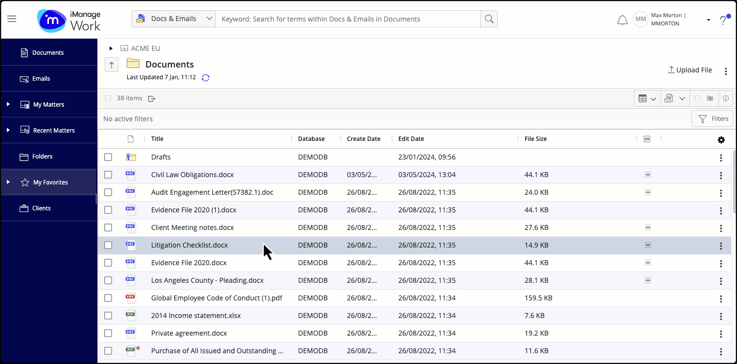 Removing document relation using the check box .gif