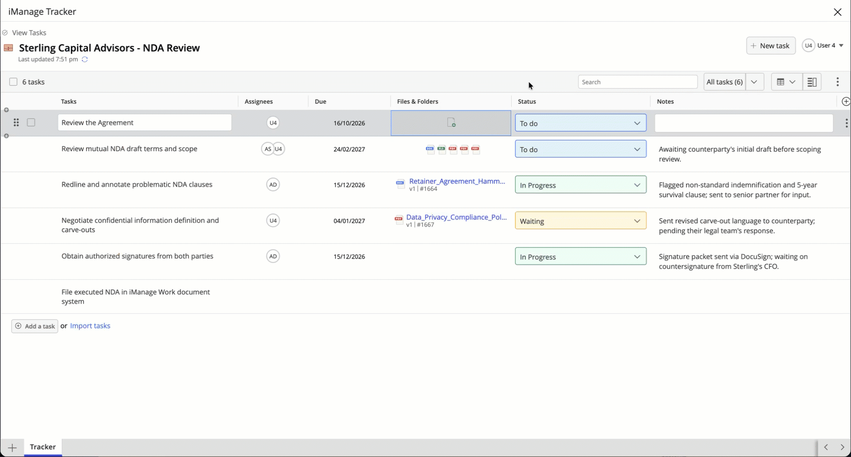 Adding files and folders from iManage Work