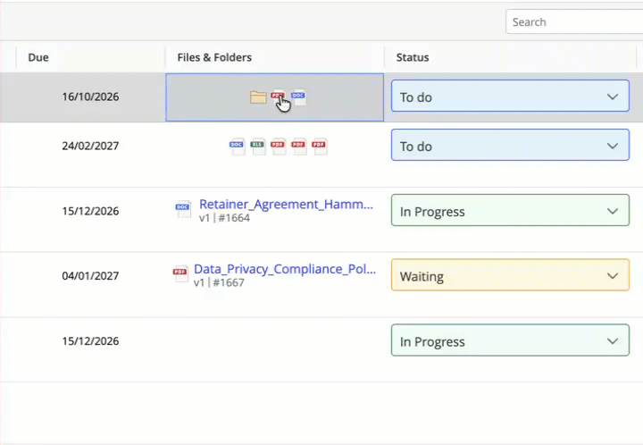 Adding files and folders from iManage Work