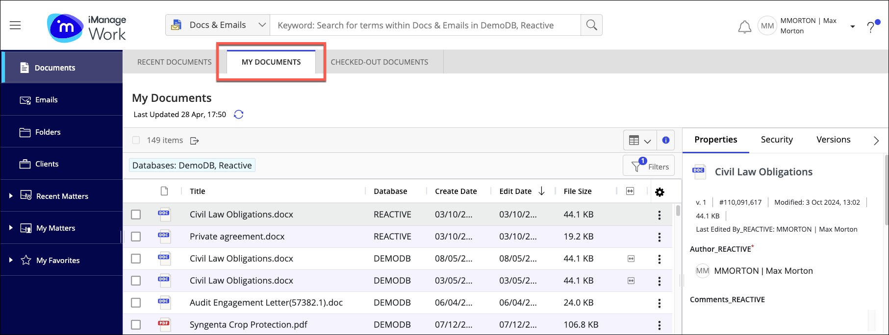 My Documents tab in iManage Work.jpeg